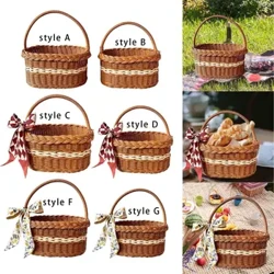 Picnic Basket Malaking Storage Basket Easter Basket Plant Pot para sa Fruit Vegetable Wedding Home Wedding Garden Dekorasyon