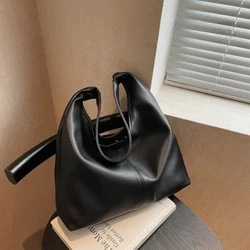 All-Match Fraen Schëllerbeutel Massiv Soft Lieder Bucket Bag Grouss Kapazitéit Tote Top-Handle Poschen Fir Daily Dating Work Shoppers