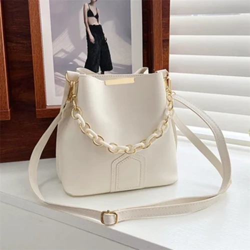 Borsa a secchiello tote a catena femminile retrò elegante Borsa a tracolla portatile in pelle pu a catena da donna Borsa a tracolla semplice moda da viaggio