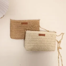 Catene casual Borse a secchiello in paglia 2024 Borsa a tracolla estiva da donna Borse in rattan Borse da viaggio e borsette da spiaggia Borsa a tracolla