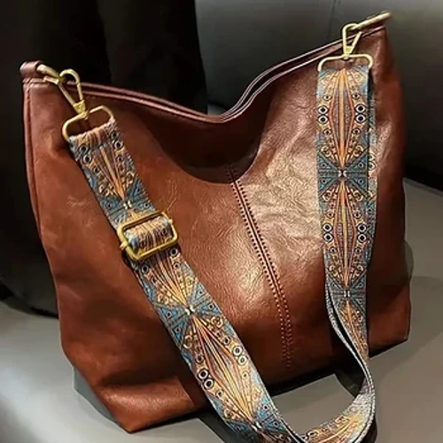 Dath Soladach Seanré Mná Faisean Mála Sling ghualainn Ard-acmhainn Buicéad Strap Leathan Simplí Mála Crossbody