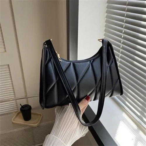 Borsa a tracolla in pelle PU nera Borse hobos femminili casual in tinta unita retrò Borse moda da donna Borsa pochette shopper