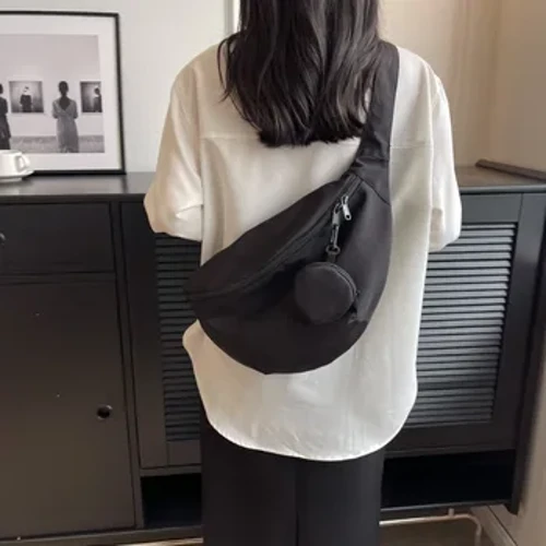 2024 Izikhwama Ezintsha Ze-Single Shoulder Crossbody Bag Unisex Nylon Zipper Waist Bag Street Trend Retro Hobos Bag