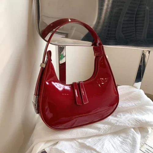 Túi nửa mặt trăng Vintage PU Leather Vai vai nhỏ dành cho phụ nữ nữ Hobo Túi xách sang trọng Retro Red Ladies Putses
