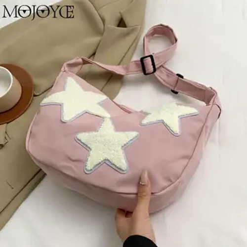 Ayollar kanvas messenger elkama-sumkasi Crossbody Sling sumkasi Y2k Hobo sumkasi Pentagram fermuarli sumka sumkasi talabalar kitobi sumkasi