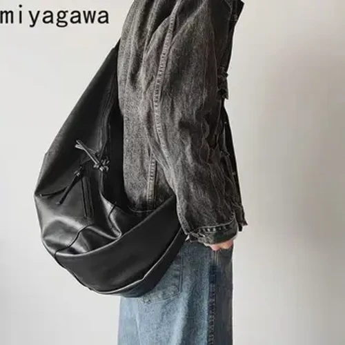 Miyagawa Retro Hàn Quốc phiên bản Ins Hobos Túi nhân quả Công suất lớn PU mềm đơn giản và giản dị 2024 Túi đeo vai bằng da mới