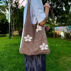 Phụ nữ Summer Hollow Woven Túi vai Girls crochet Hobo Túi xách túi xách thời trang nữ công suất lớn Túi TOTE