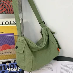 Borsa a tracolla morbida hobo in tessuto di tela femminile Borsa a tracolla messenger per studenti Y2K per il tempo libero di medie dimensioni per libri scolastici
