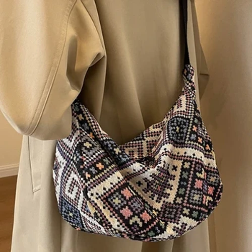 Mála Gualainn Mná Messenger Mála Gualainn Mná Seanré Málaí láimhe Zipper Móra Stíl Eitneach Canbhás Uigí Trá Canbhás Mála Hobo
