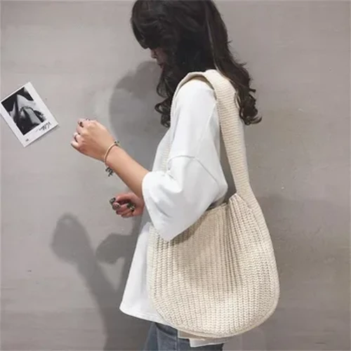 Ženske torbe na rame Heklana hobo torba velikog kapaciteta Modne nove torbe za pletenje Ženska torba za kupnju Šuplja tkana velika torba