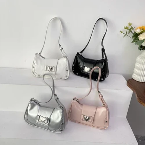 Crossbody-väska i PU-läder Snygg armhålsväska Vattentät Dam Chic Hobo-väska Daglig axelväska Y2K Messenger-väska med stor kapacitet
