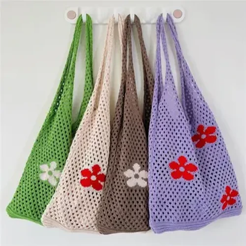 Phụ Nữ Rỗng Dệt Đeo Vai Bé Gái Móc Hobo Túi Đan Túi Xách Thời Trang Nữ Công Suất Lớn Túi Tote Túi Mua Sắm