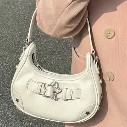 Vintage Star Håndtasker til Kvinder Mode Hobos Skulder Underarm Taske Dame Clutch Denim Y2k Taske Kvinde Armhule Punge Cool Bag