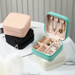 1PC Mini organizzatore di gioielli Display da viaggio Custodia con cerniera per gioielli Scatole Orecchini Collana Anello Contenitore di gioielli portatile Custodia in pelle