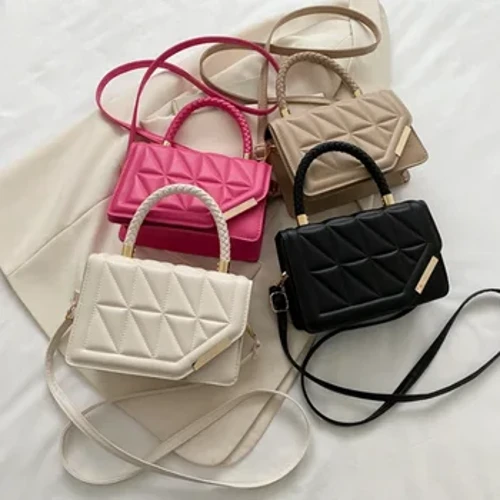 2024 New Fashion Skuldertaske Plaid PU Læder Firkantede Dame Håndtasker Brand Designer Små Sort Crossbody Tasker til Kvinder