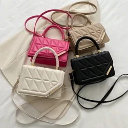2024 New Fashion Skuldertaske Plaid PU Læder Firkantede Dame Håndtasker Brand Designer Små Sort Crossbody Tasker til Kvinder
