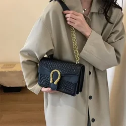 Borsa a tracolla stampata elegante casual da donna alla moda Borsa a tracolla a catena chic in stile coreano piccola borsa quadrata per donna