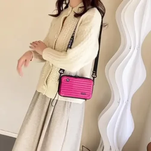 Moda qutisi Ayollar elkama-sumkasi Moda Mini Qattiq qobiqli erkaklar o'zaro faoliyat sumkasi neytral kichik kvadrat sumkasi chiziqli bezak ABS Mate