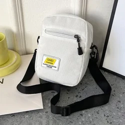 Unisex Crossbody Bag Canvas Stoff Diagonal Schëllerbeutel Solid Faarf Satchels Mode Fräizäit Trend Square Sling Handbags