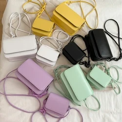 Sacs à bandoulière de couleur unie avec chaîne carrée pour femmes, petit sac à main Version coréenne, sac tendance à la mode