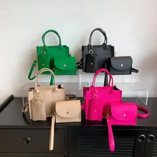 Moda estilo coreano conjunto de três peças mãe-filho saco argyle em relevo fresco doce cor casual bolsa pequena bolsa quadrada