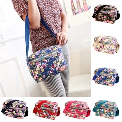 Blummedruck Fraen Schëller Poschen Canvas Diagonal Klenge Quadrat Handtasche Multifunktionell Canvas Crossbody Bag