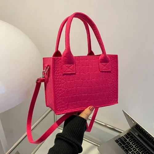 Baru Wanita Merasa Mini Tote Tas Tekstur Batu Populer Oneshoulder Messenger Tas Musim Gugur Musim Dingin Tas Persegi Kecil 2024 Baru