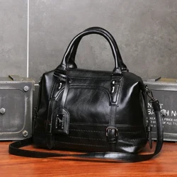 PU Læder Dame Boston Skuldertasker Luksus Kvinder Tote Håndtasker Høj kvalitet Kvinde Top Handle Messenger Crossbody tasker