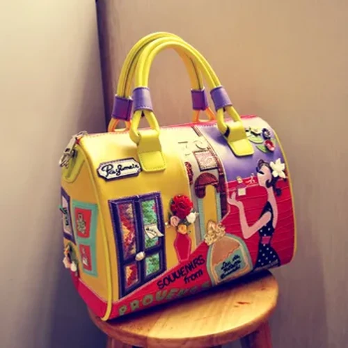 Super Qualitéit Damen Handtasche Schëller Boston Bag Tote Italienesch Lieder Poschen Sac A Main Borse Candy Color Luxus Handbags