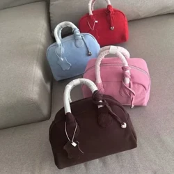 Koreansk minoritet Designer Kvinnor Handväskor Nubuck Läder Mocka Boston Väska Stor kapacitet Matchväskor Lyx