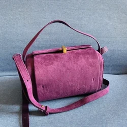Bolsos Boston coreanos para mujer, bolso y monedero de diseñador de lujo, novedad de 2024 en gamuza sintética, cerradura Vintage, decoración, caja pequeña para hombro