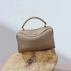 Neie villsäitege Vintage High-End Feel Modesch Single Schëller Boston Bag Grouss Kapazitéit Made Top Layer Cowhide