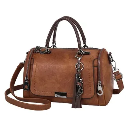 Kwastje Decor Dames Schoudertas Met Grote Capaciteit Mode Rits Crossbody Tas Met Afneembare Riem Boston Handtas
