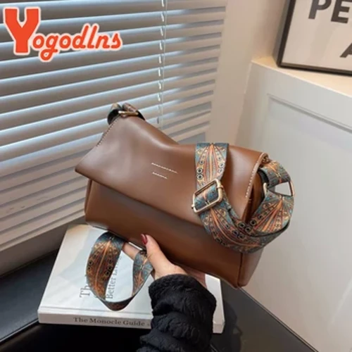 Yogodlns PU Leather Boston Damska mała torebka i torebka Projektant mody Torba na ramię Kobieta Dorywczo torba podróżna z poduszką na ramię