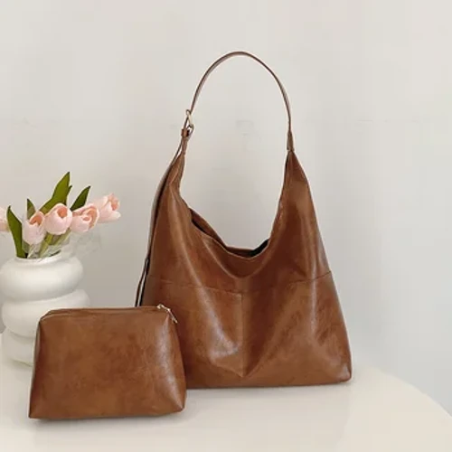 Malalaking Babae Pamimili Vintage Handbag Boston Bag Tote Hand Simple Top Handle Leather Bags Women Handbag Over Size Totes