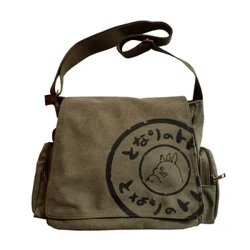 Fraen Handtasche grouss Kapazitéit Canvas Cartoon Messenger Tote Bag Schëller Crossbady Handbag