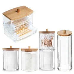 Transparent förvaringslåda för bomullspinne Makeup Organizer Akryl förvaringslåda bomullspinne Kosmetisk låda Badrumsförvaring
