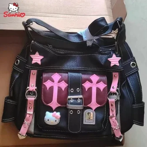 Sanrio Hello Kitty Gothic Punk Vintage Pushti Xoch zanjirlar Ayollar uchun o'yinchoqlar issiq qiz sumkasi Y2k Trend sumkasi sovg'a