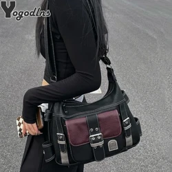 Vintage Korkealaatuinen PU-nahkainen olkalaukku Crossbody Laukku Naisten Suuri tilavuus Messenger Bag Luxury Design Matka Käsilaukku bolsa