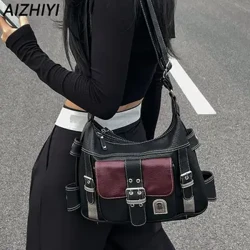Y2K Vintage Túi Đeo Ngang Túi Tote nữ Da PU Cao cấp Túi Đeo Vai Hip Hop Túi Nữ Lớn túi xách đi lại