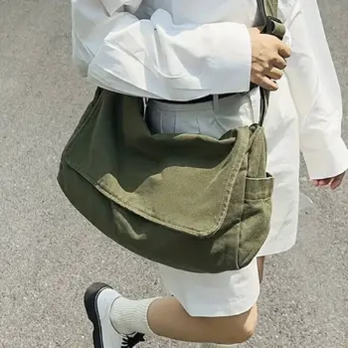 Ayollar Messenger sumkasi Vintage yukxalta kanvas o'smir elkama-sumkalari Ayollar uchun tasodifiy yangi Crossbody sumkalar 2024 yaxshilanadi