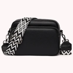 Ægte læder Dame Messenger Bag Luksus Ensfarvet Blød Kohud Skulder Crossbody Tasker Til Kvinder Håndtasker med bred rem