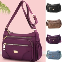 Moda Kadın Omuz askılı çanta Naylon Hafif Fermuar Paketi Seyahat Düz Renk Crossbody Çanta