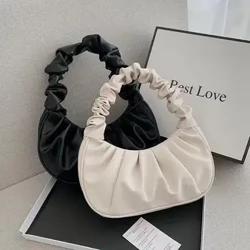 2023 Sommer plisserte håndvesker for kvinner PU Cloud-vesker Fritid Armhule-veske Shopping Skuldervesker Dumpling-håndveske Dame