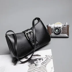 High-end nicho bloqueio baguette saco bm fivela de couro axila saco 2024 nova bolsa de ombro bolsa do telefone móvel