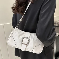 Borsa a tracolla da donna Rivetti Borsa a tracolla in pelle PU Y2K Punk Fashon Estate Semplice Casual Modello a coccodrillo Tendenze Borse