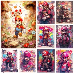 Bag Zipper 5D DIY Anime Japaneaidd Pecyn Peintio Diemwnt Super Mario Diemwnt Brodwaith Lliw Tueddiadol Rhodd Plant