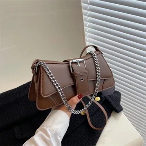 Düz renk Kadın Zincir Omuz Yan Çanta Küçük PU Deri Çanta Ve Cüzdan Vintage Lüks Marka Bayan Flap Crossbody tek kollu çanta