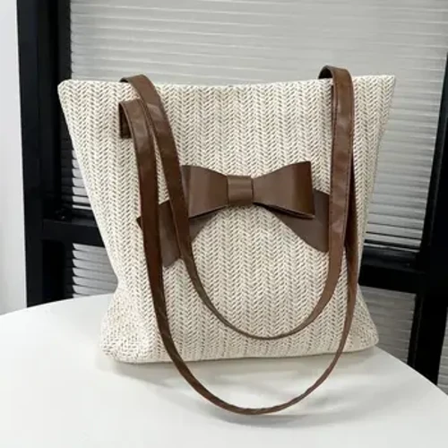 Bag Ysgwydd Capasiti Mawr Gwellt Newydd wedi'i Wehyddu Tote Bag Siopa Bag Merched