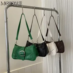 Borsa a tracolla da donna Rivetti Borsa a tracolla in pelle PU Y2K Punk Fashon Estate Semplice Casual Modello a coccodrillo Tendenze Borse